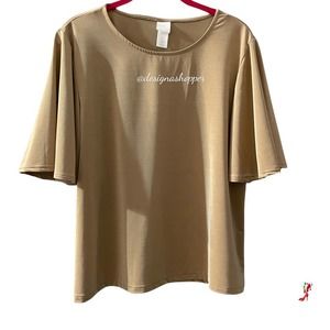 H&M Golden Caramel Top Flutter sleeves Size Large